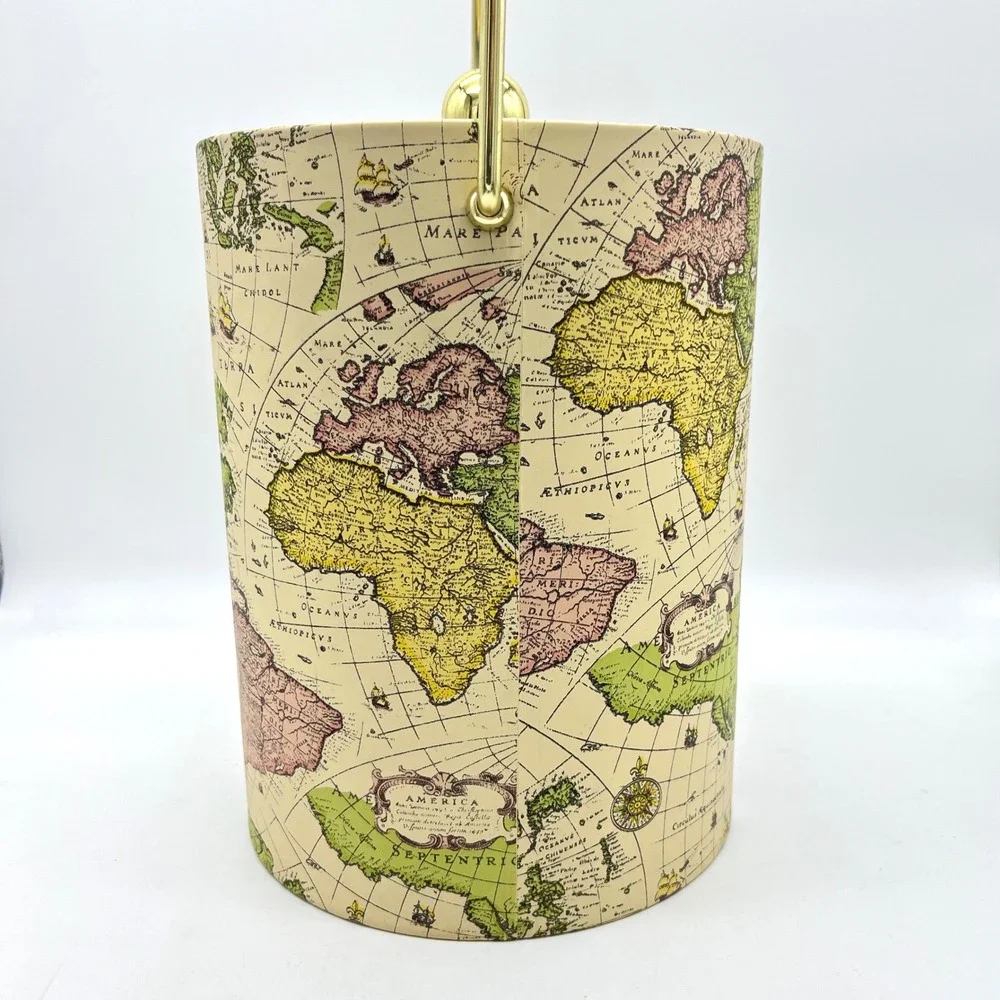 Mr Ice Bucket World Map 5 quart Gold Handle Lid Barware‎ Home Decor